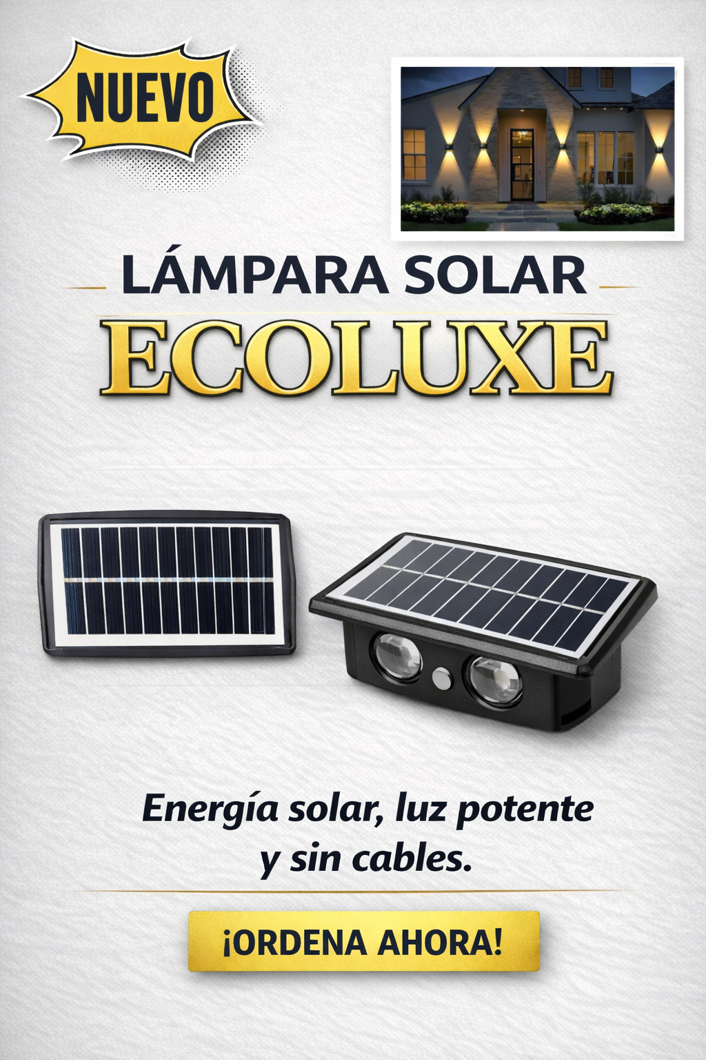 Lámpara Solar Inteligente con Sensor de Movimiento – ¡Se Recarga con el Sol!
