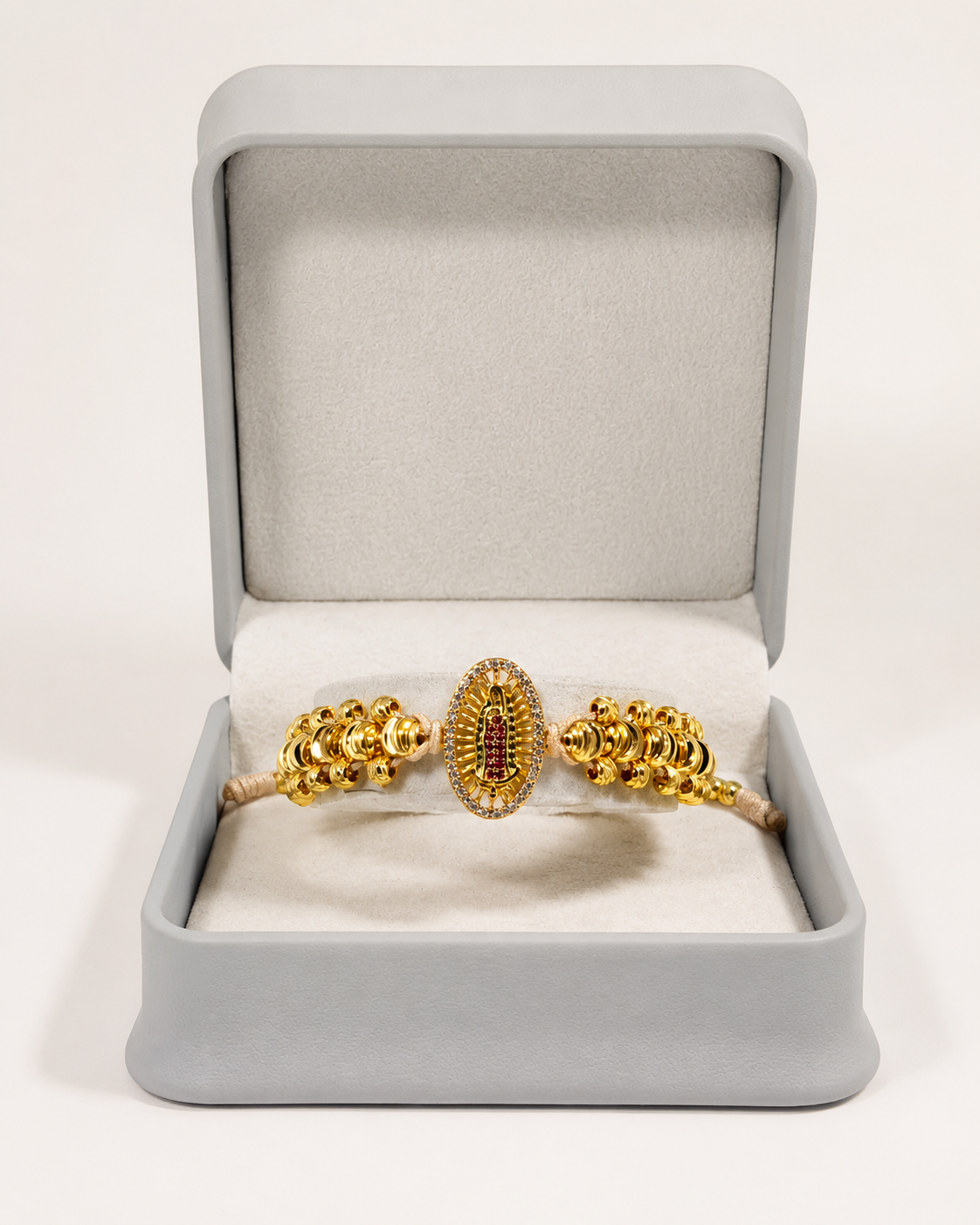Pulsera Virgen 3 carriles - Oro laminado 18k Lleva siempre contigo la virgen
