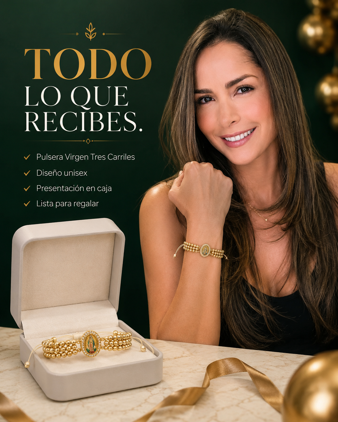 Pulsera Virgen 3 carriles - Oro laminado 18k Lleva siempre contigo la virgen