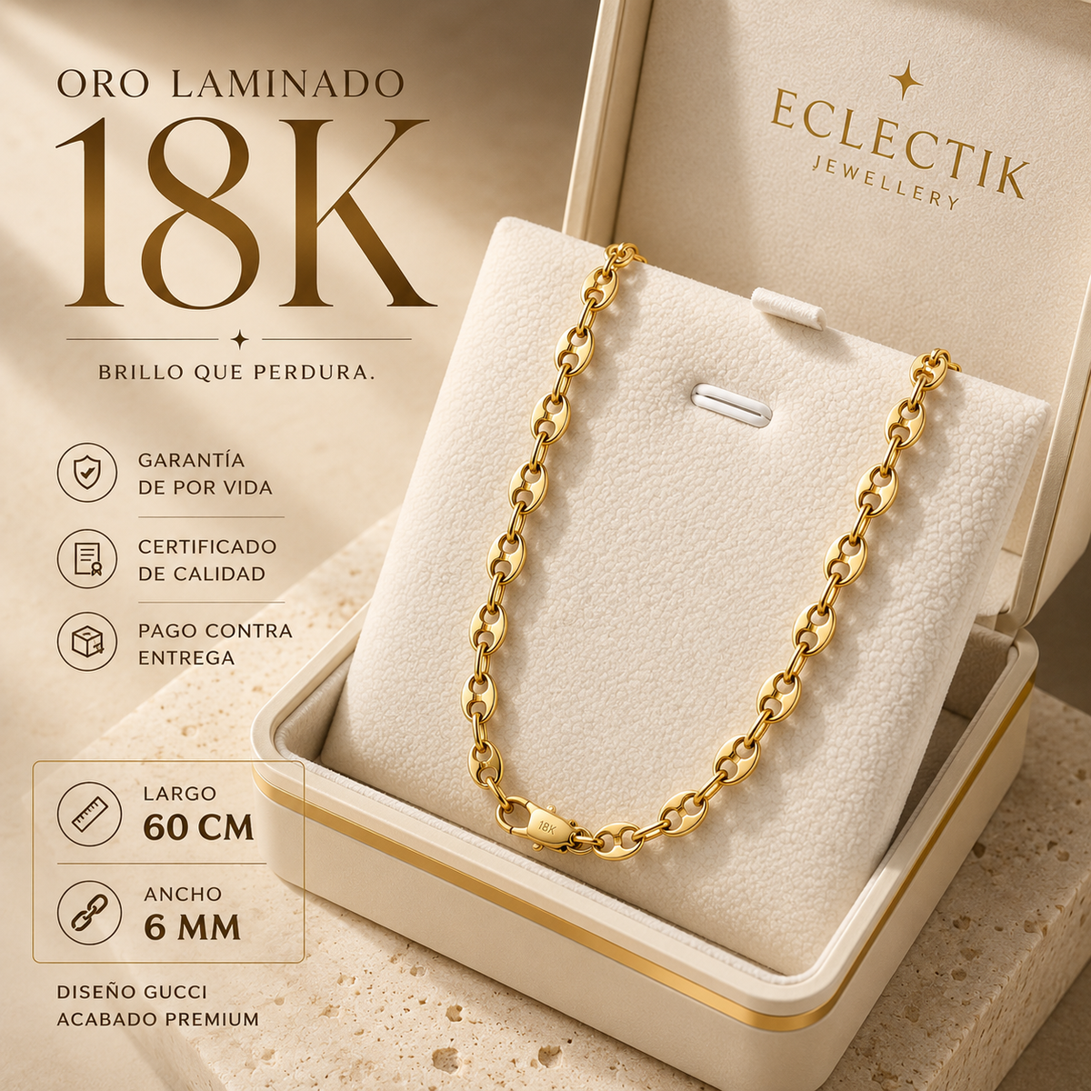 Cadena Laminada 18K Premium
