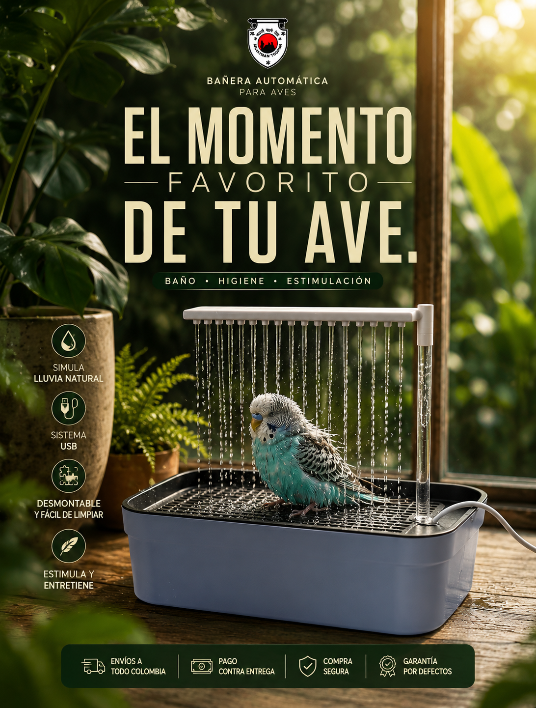 Bañera Automática de Aves - Abundancia para tu casa