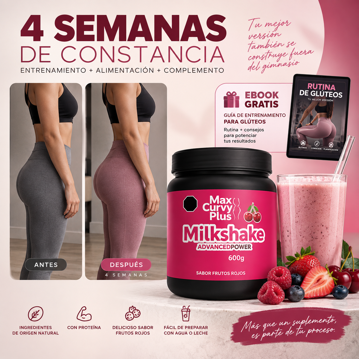 Max Curvy Plus — 600 g · Sabor frutos rojos