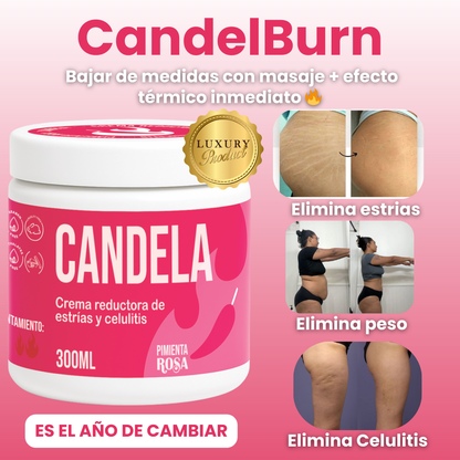 CandelBurn – Crema Reductora Quema-Grasa + Guia de masajes linfaticos 🔥