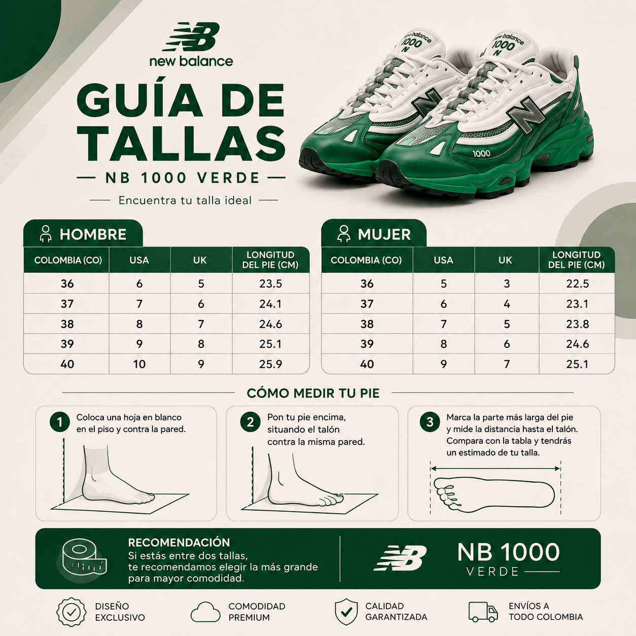 Tenis NB 1000 Verdes - Colección 2026